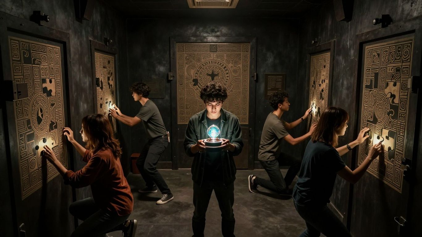 Escape room with puzzles and teamwork