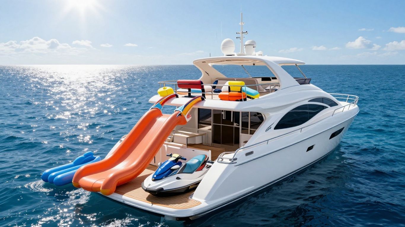 Luxury yacht St. David with array of water toys.