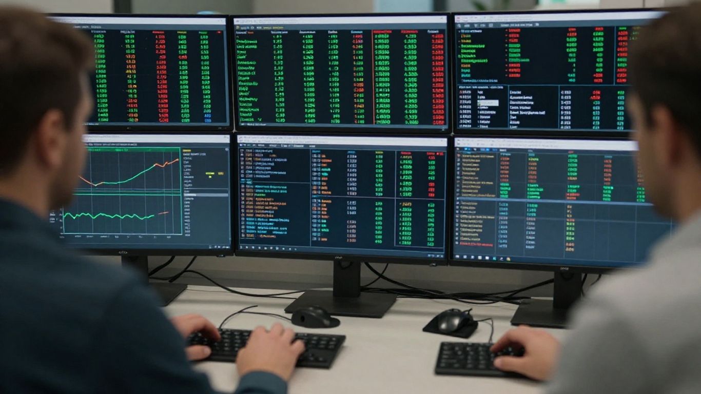 Futures trader monitoring risk limits and automated orders
