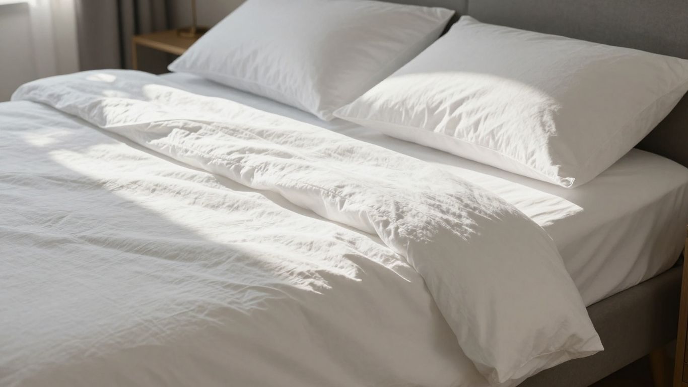 Brooklinen bed sheets on a neatly made bed.