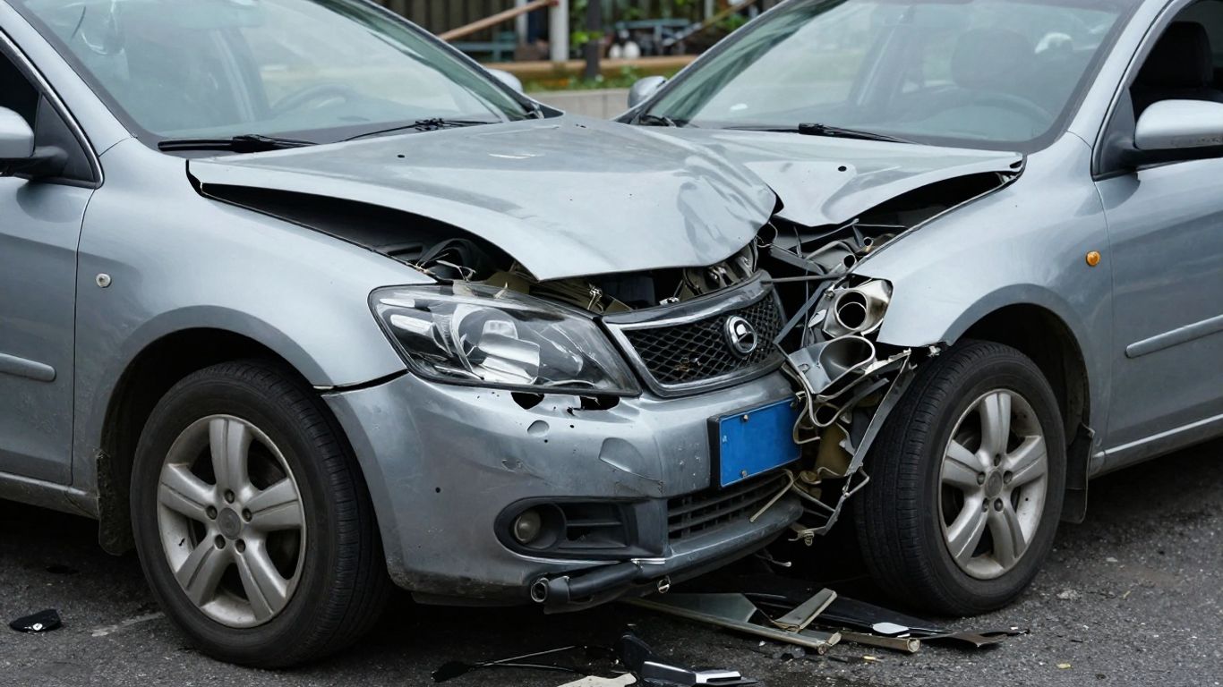 Damaged car after an accident, salvage concept.