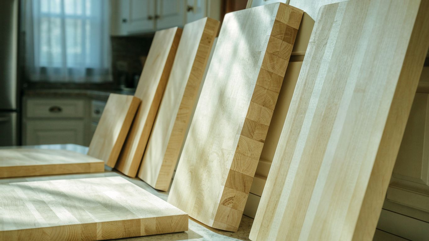 Maple cutting boards showing different grain orientations
