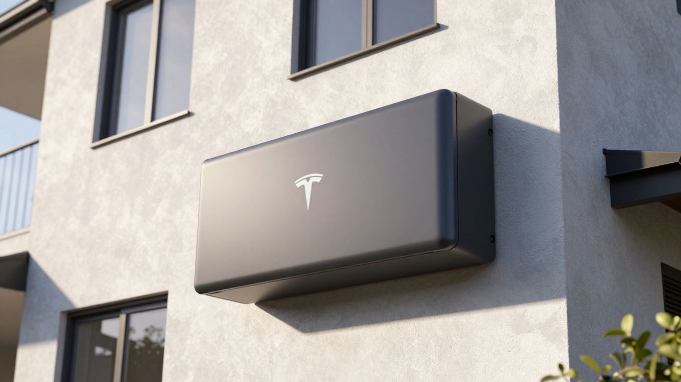 Tesla Powerwall installed on an exterior house wall.