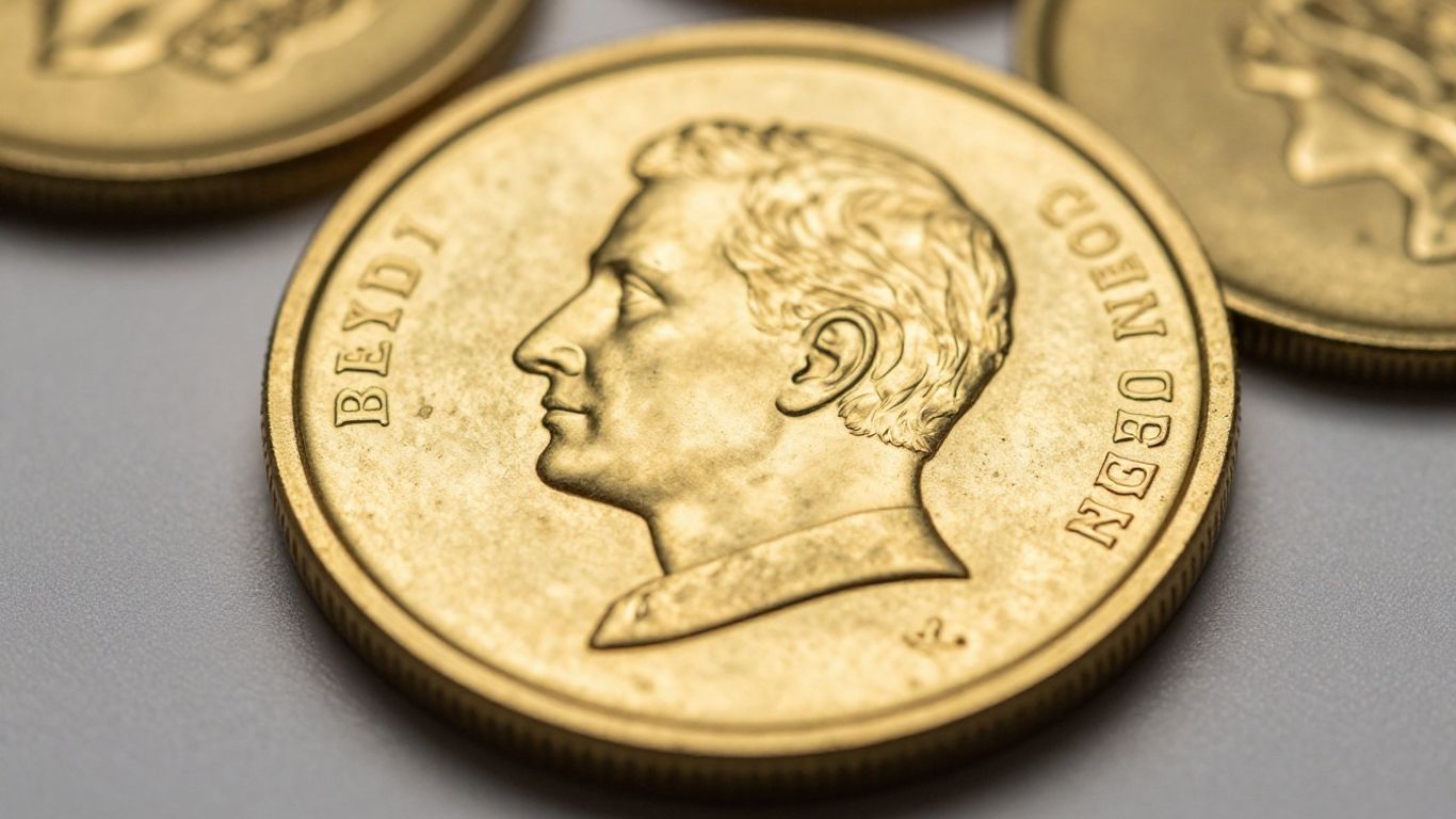 Marchio di garanzia in oro 24 carati su una moneta lucida.