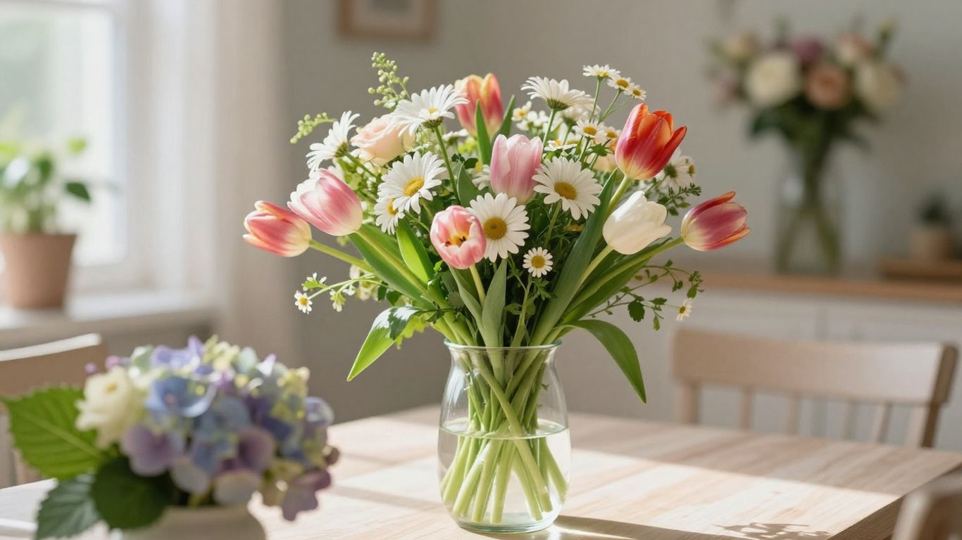 Colorful fresh bouquet arranged for celebration