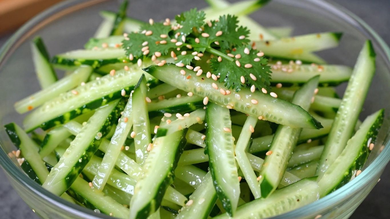 Din Tai Fung cucumber salad with sesame seeds and cilantro.