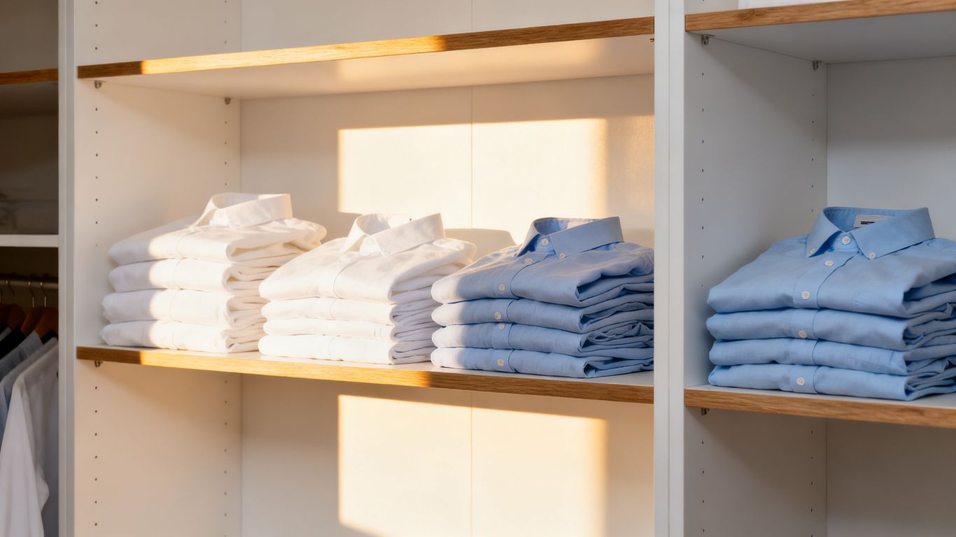 A clean organized closet with dehumidifier