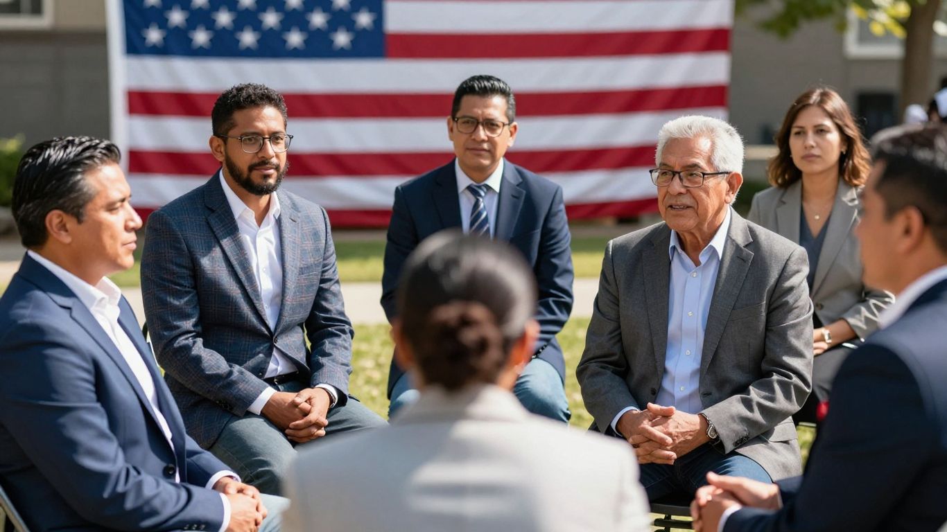Comunidad latina diversa participando activamente en política.