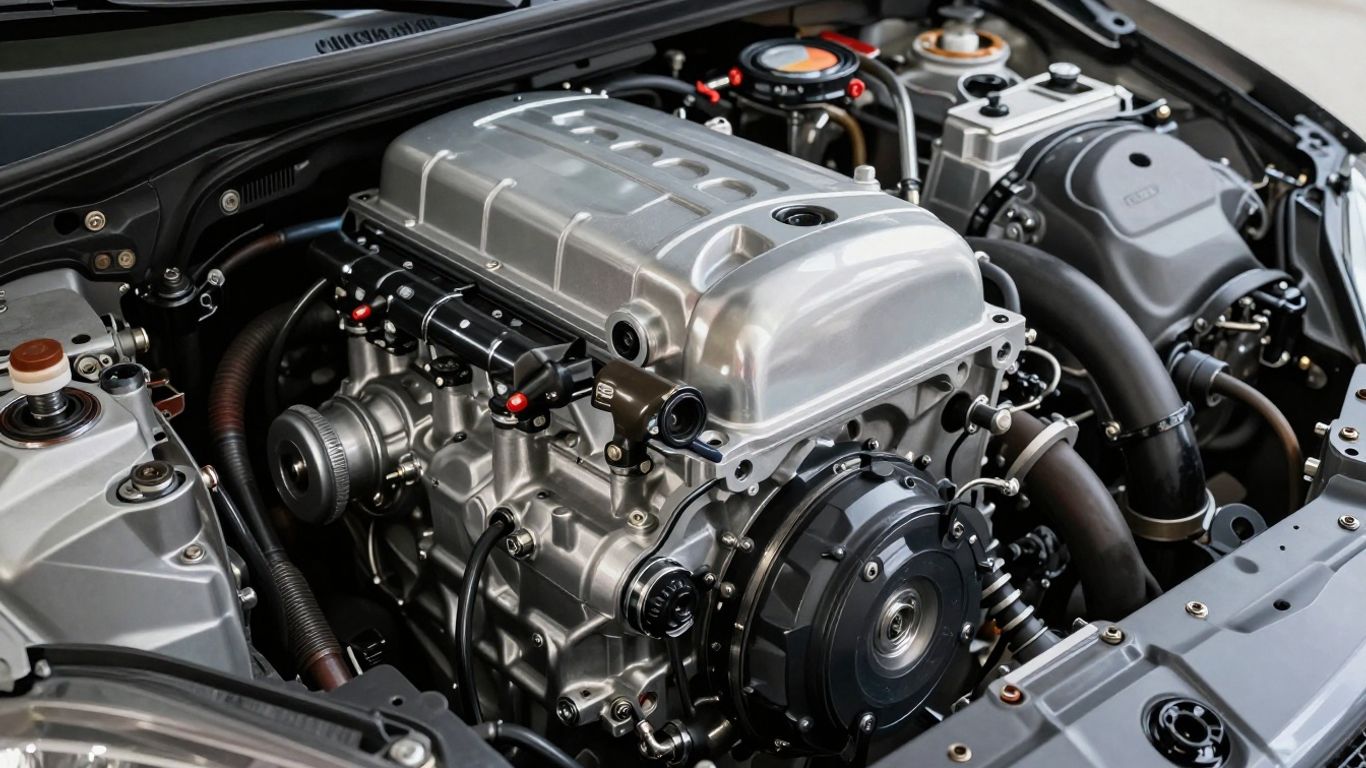 Nissan Tiida engine in a workshop