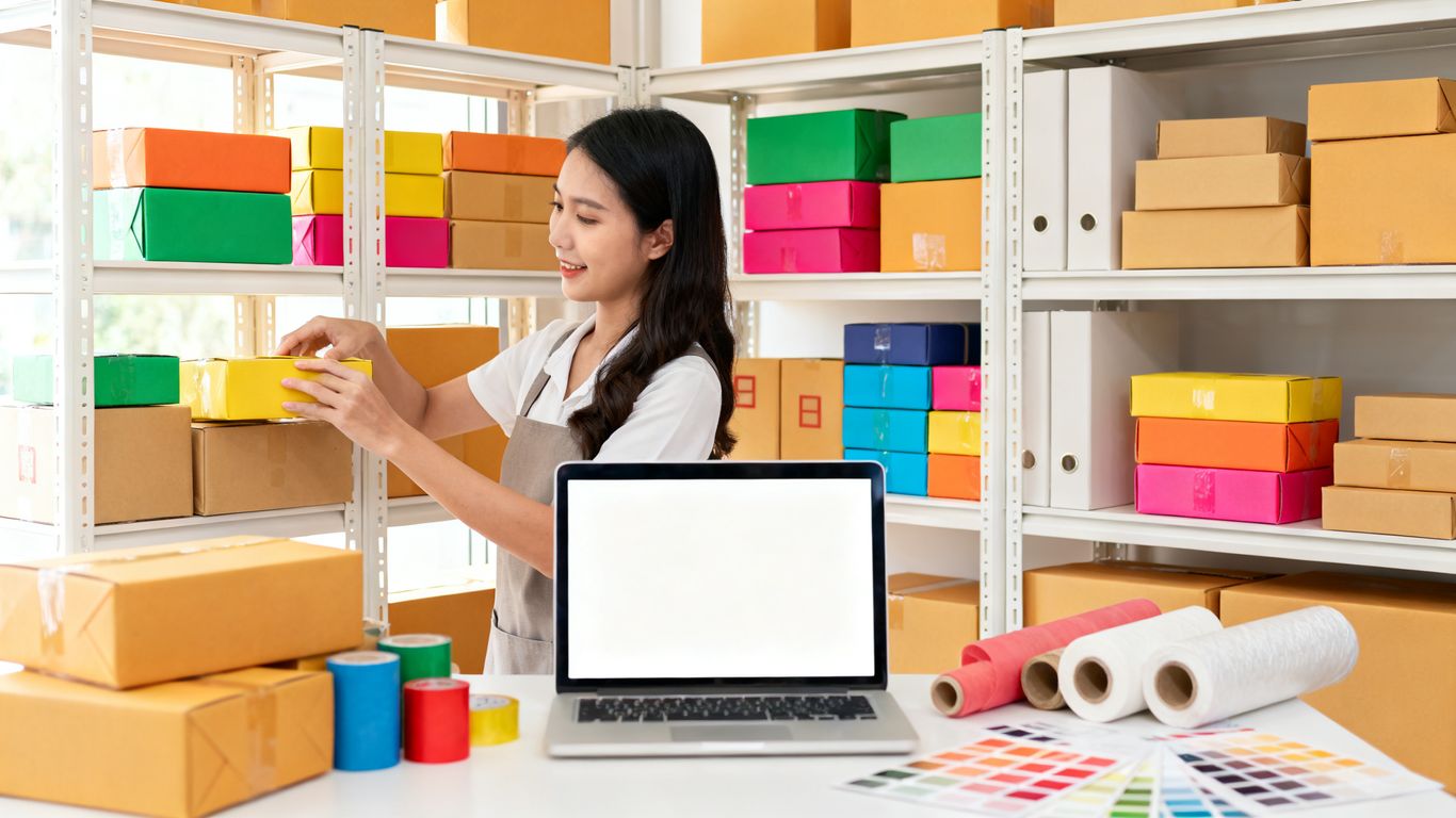 Seller arranging TikTok Shop products