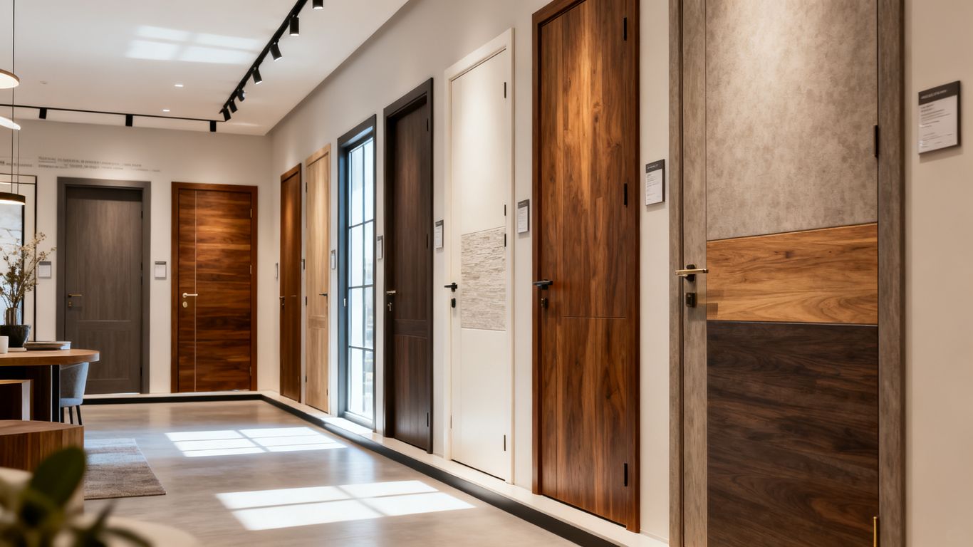 Interior doors inside a modern showroom