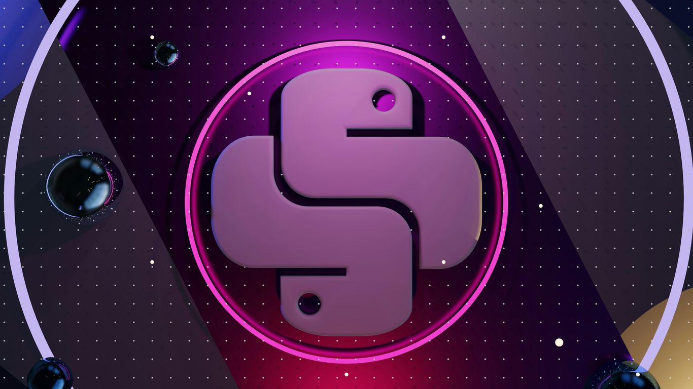 a purple and black background with a purple and black logo