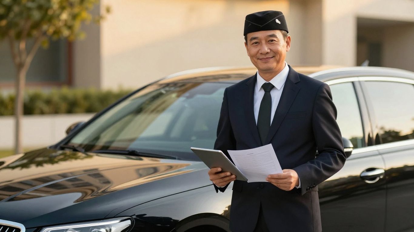 Professional chauffeur with invoice