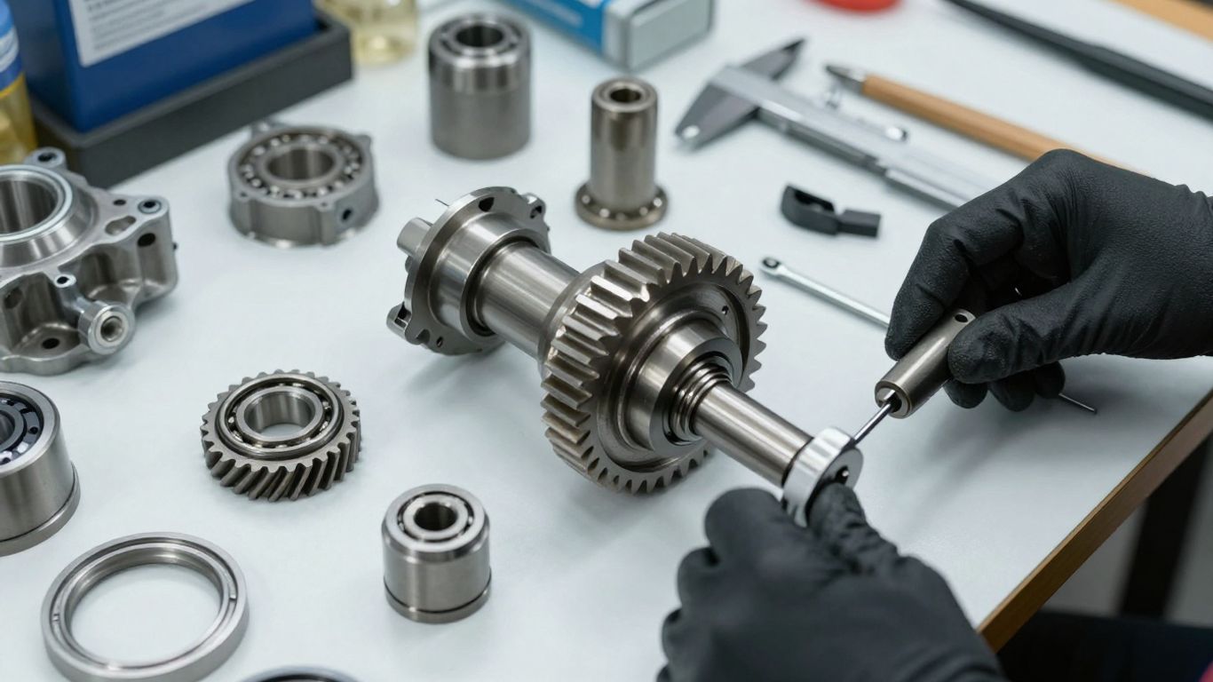 Close view of inspected gearbox components
