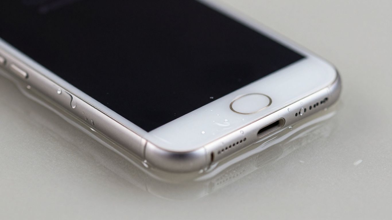 Water-damaged smartphone close-up