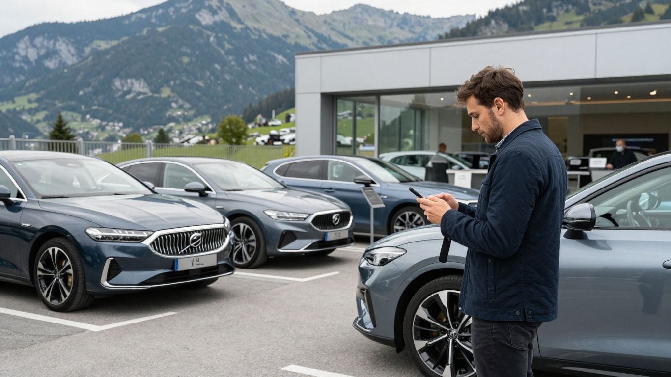Verschiedene Schweizer Autoportale auf mehreren Bildschirmen
