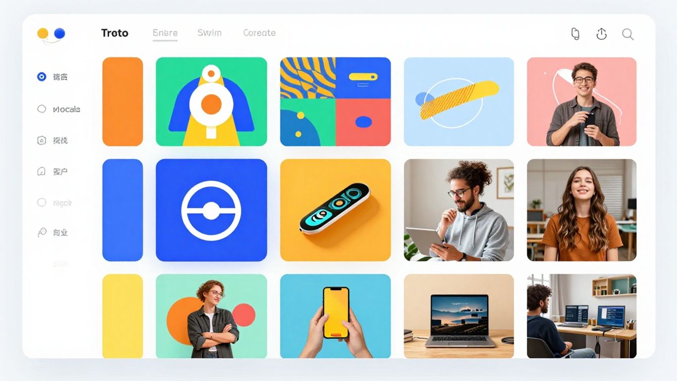 Visme interface with colorful design elements.