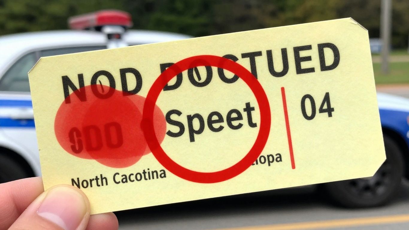 Speeding ticket with police car in background.