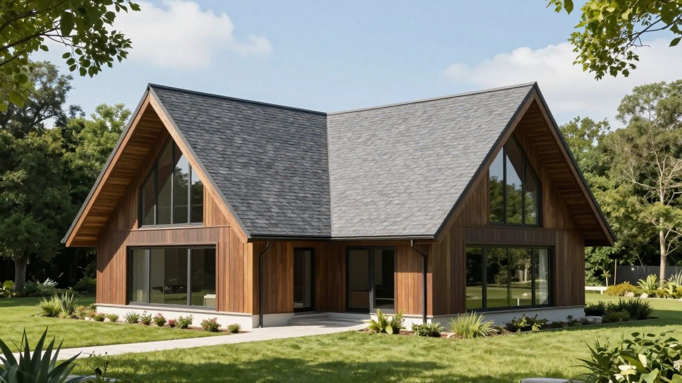 Modern house with a double slope roof