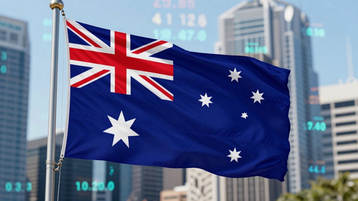 Australian flag and cityscape for eligibility calculator