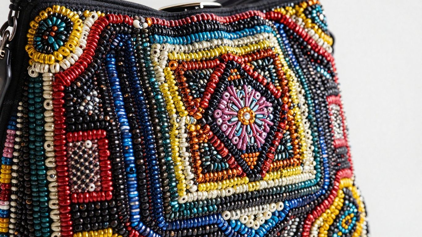 Elegant beaded purse with intricate beadwork.