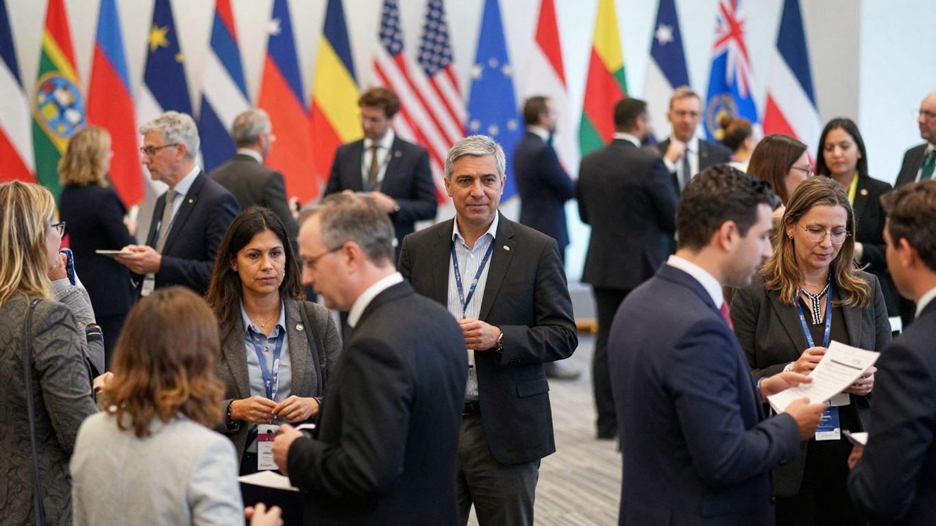 International summit with diverse business professionals