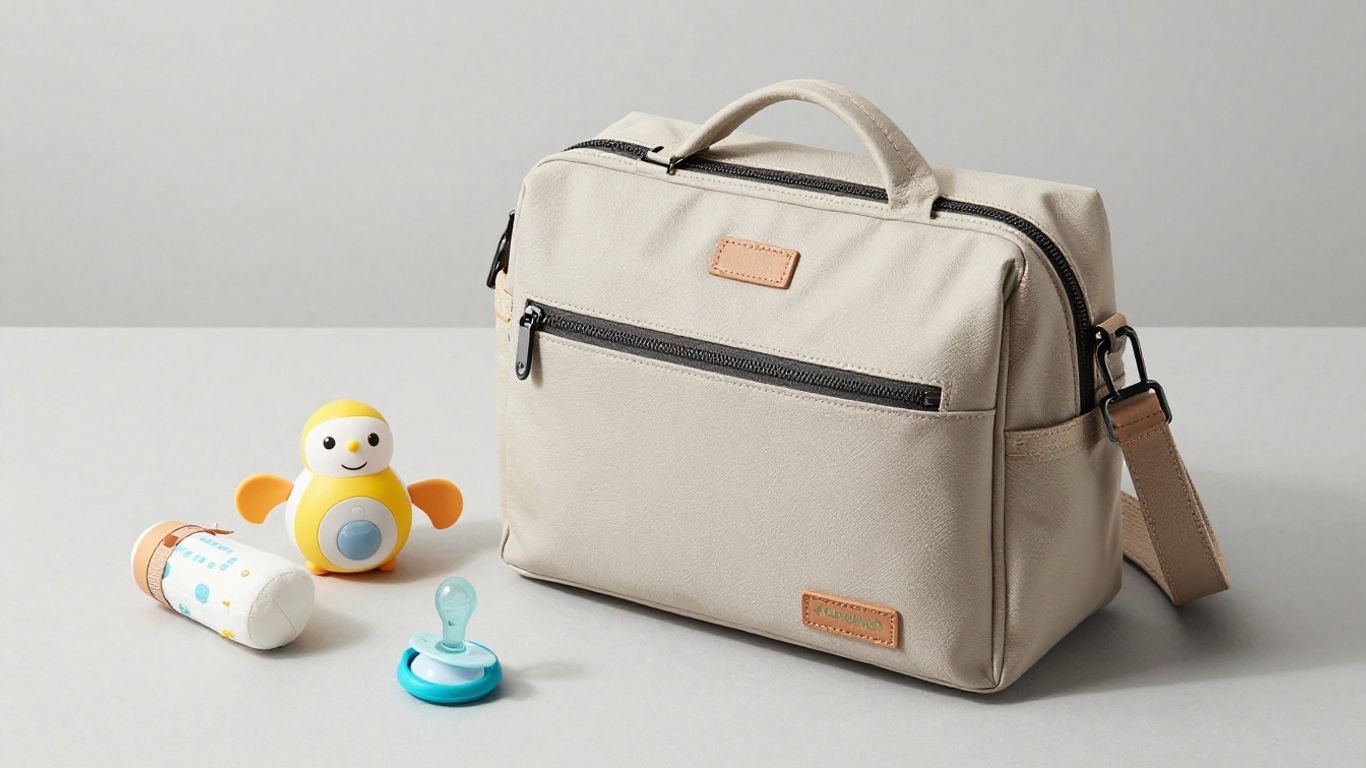 Stylish Nordstrom Rack diaper bag with baby essentials.