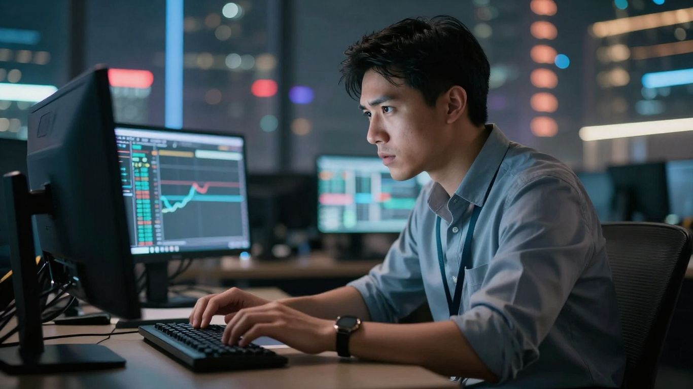 Trader focused on financial markets