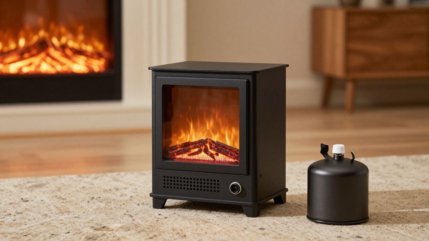Bioethanol fuel beside a fireplace burner