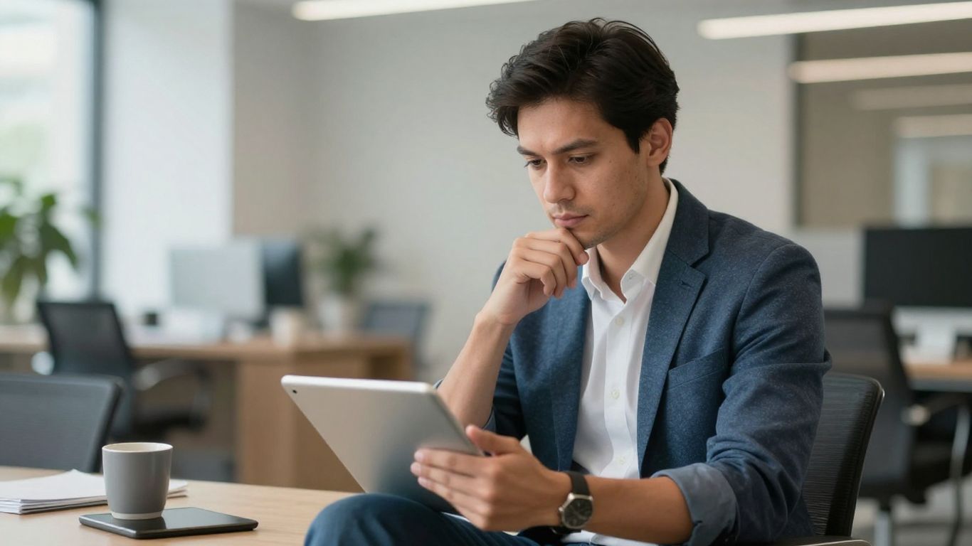 Mann im Büro mit Tablet