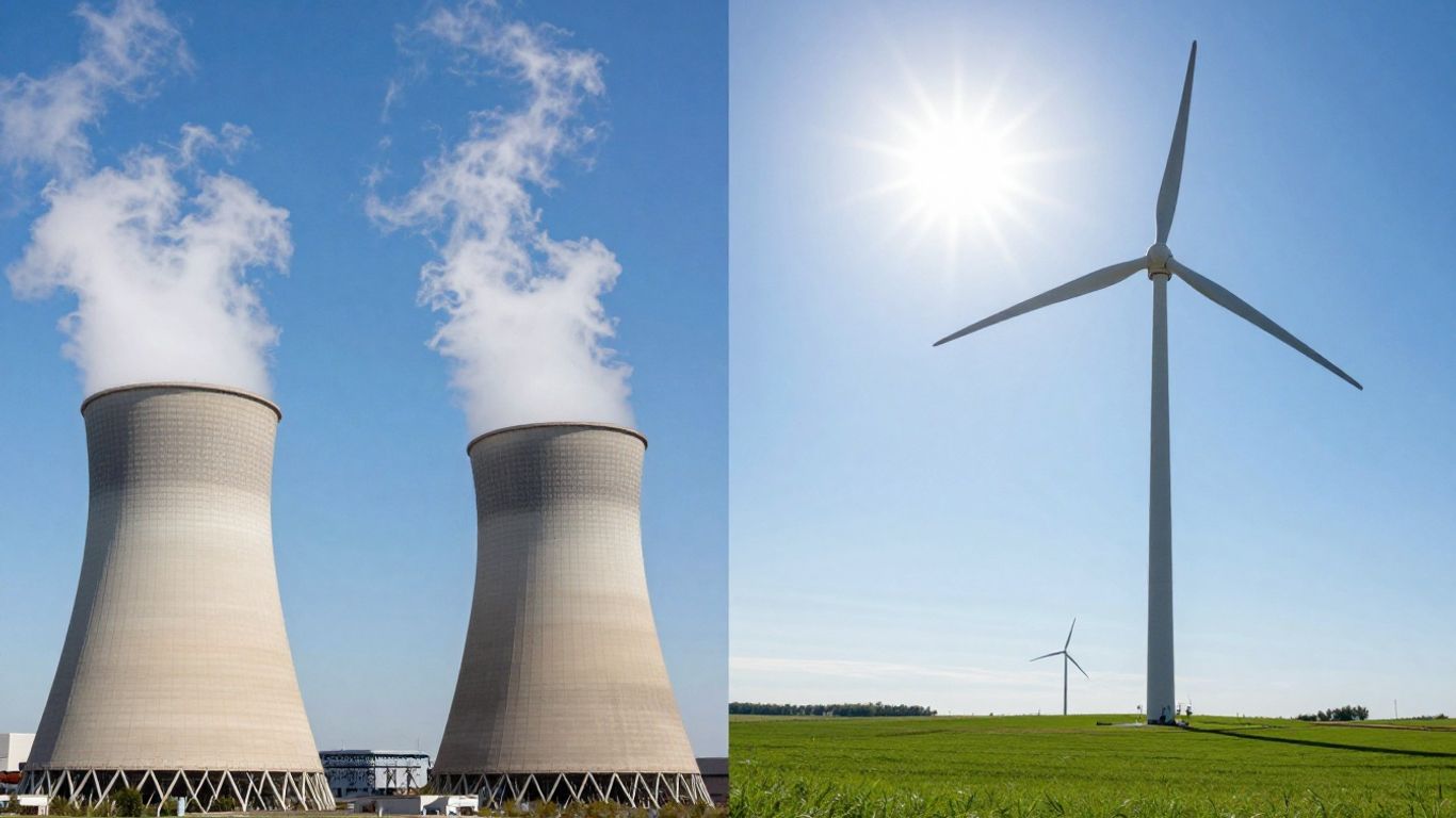 Nucléaire et éolien côte à côte.