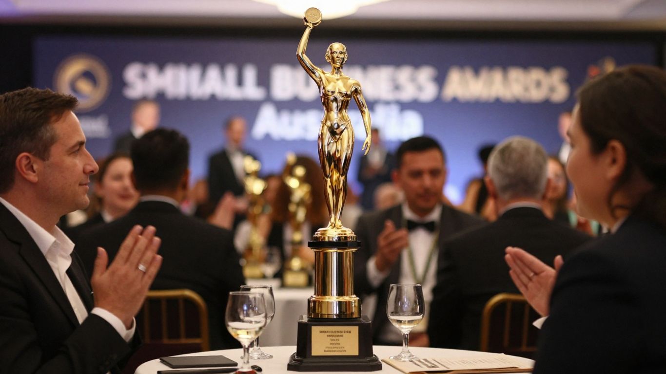 Small Business Awards Australia 2026 trophies and celebration.