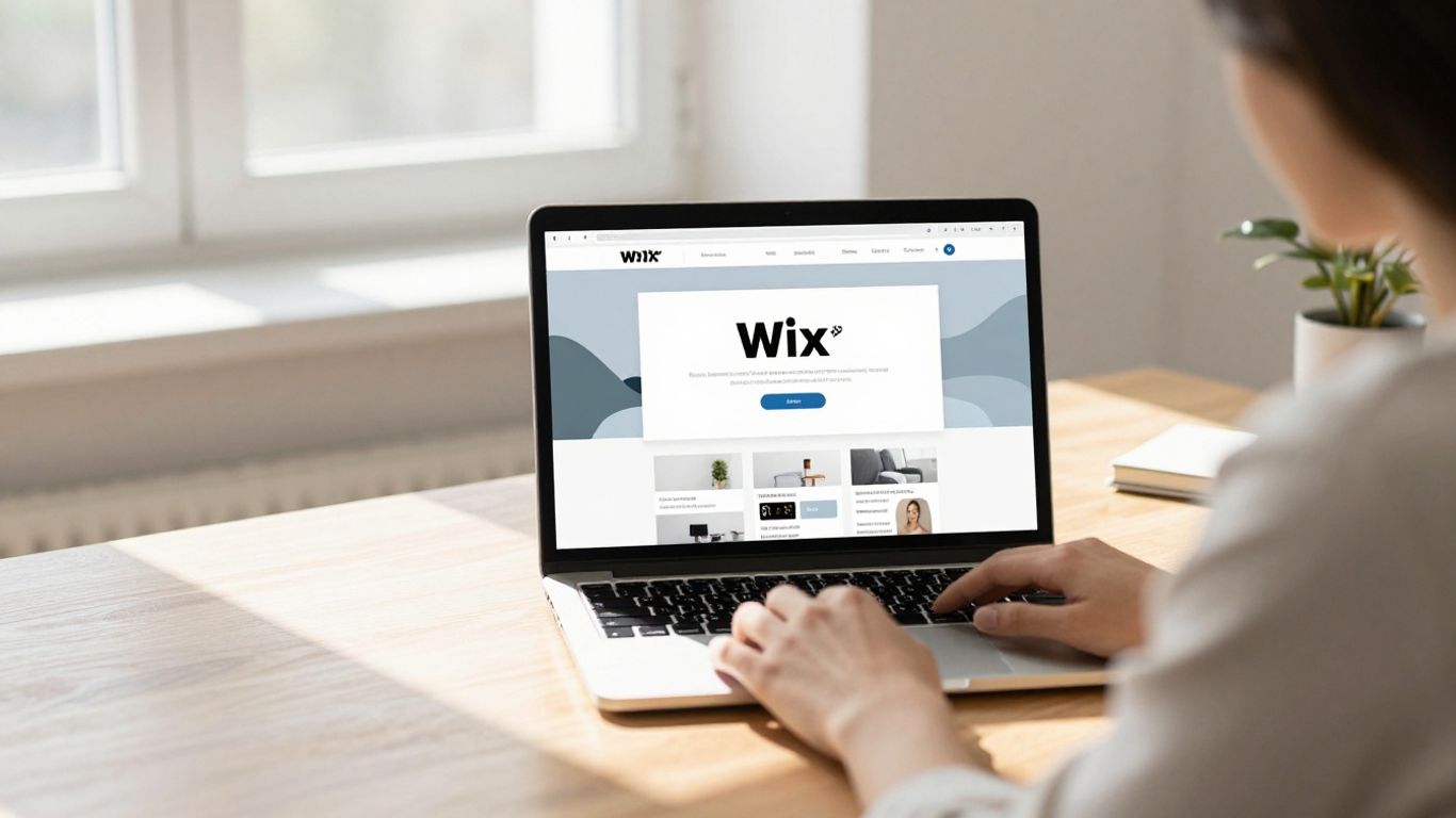 Osoba tworząca stronę internetową na platformie Wix.