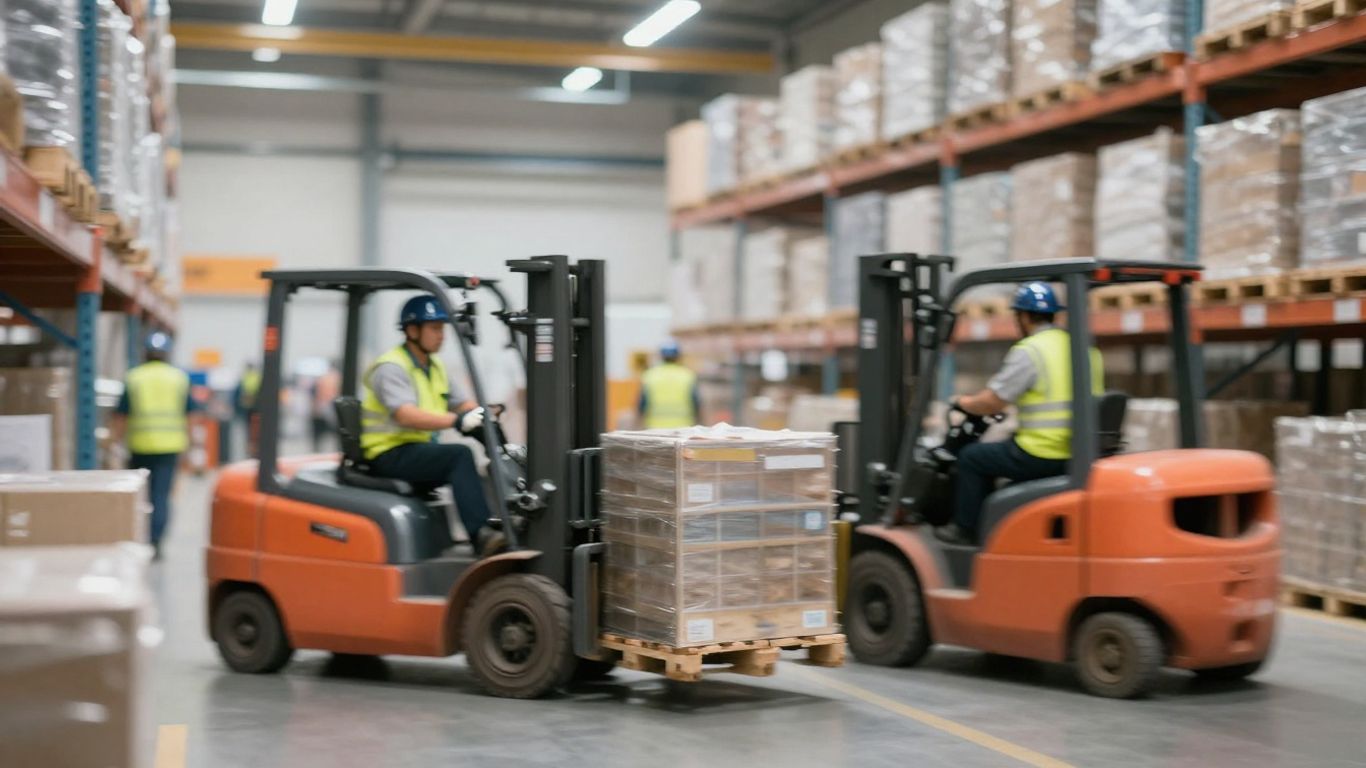 Cold storage distribution center operations team working