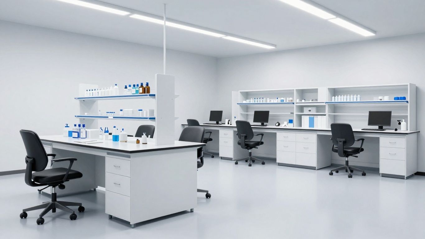 Modern laboratory furniture layout and workflow.