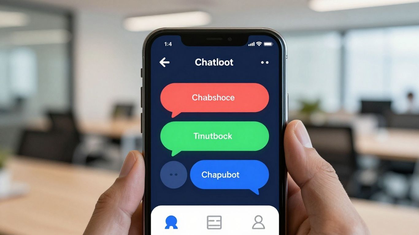 Interface de chatbot ManyChat sur un smartphone.