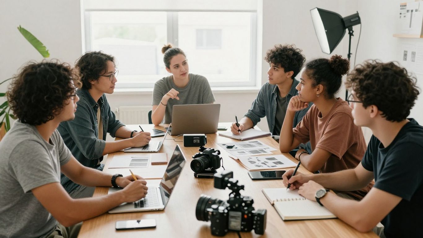 Marketing team planning video concepts