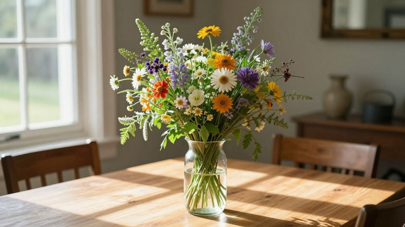Fresh seasonal blooms in a vase