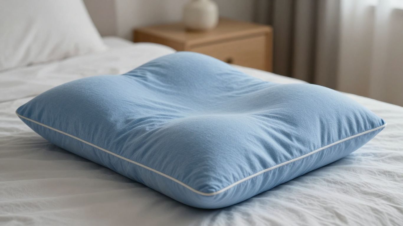 Person sleeping on a cool blue pillow.