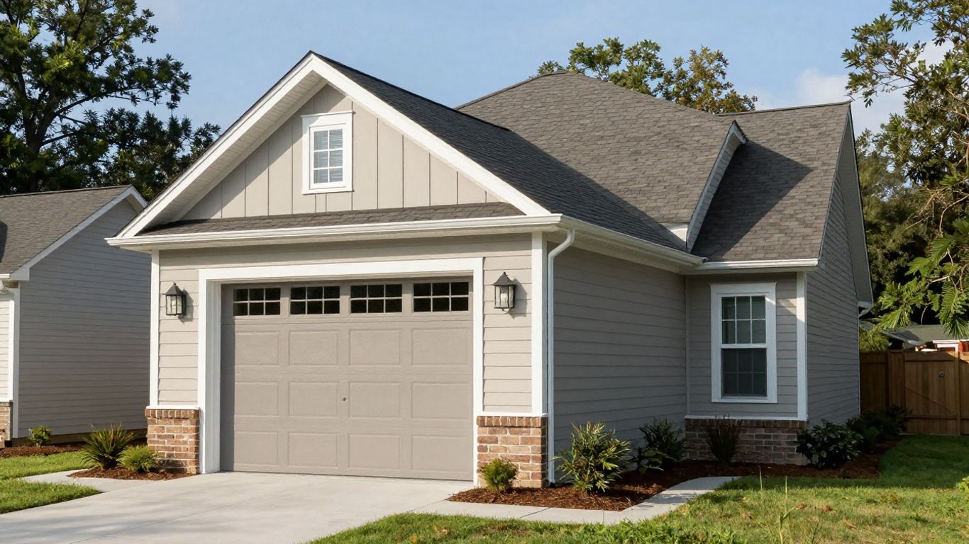 New garage addition on a suburban home.