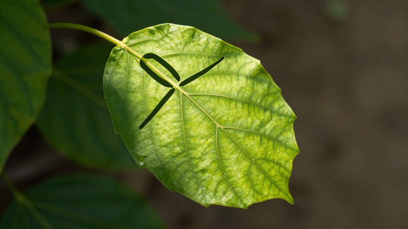 Feuille verte avec une souris d'ordinateur intégrée