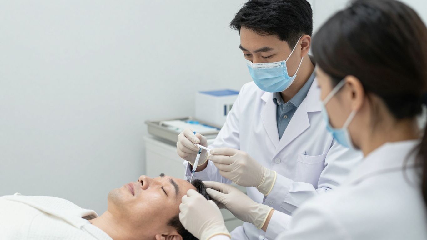 Close view of a clinician preparing a botulinum toxin injection