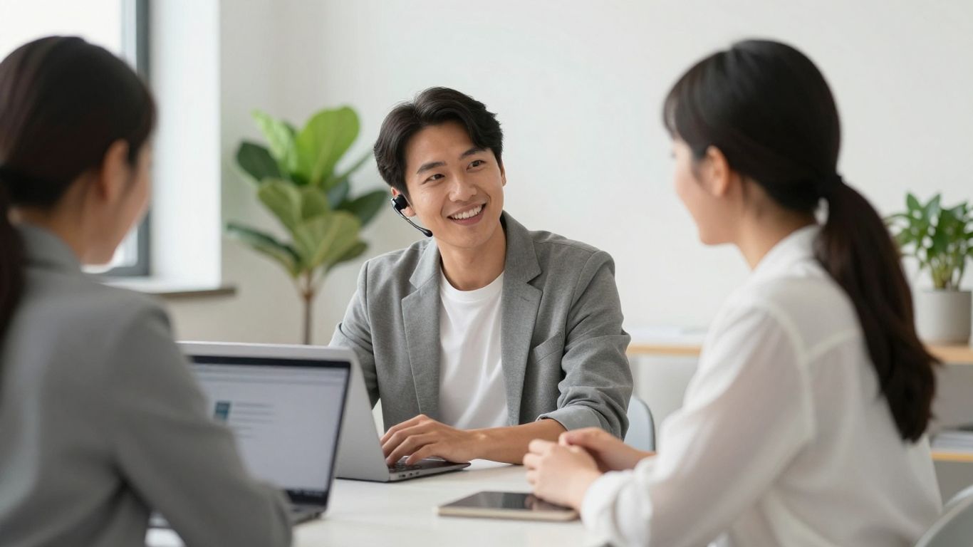 Customer and service agent having a warm conversation