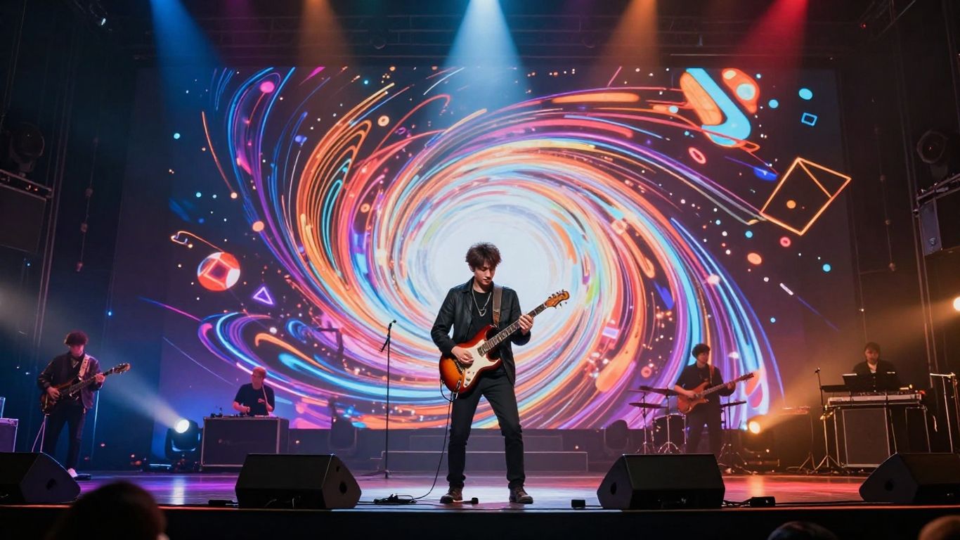 AI music video visualizer with abstract patterns.