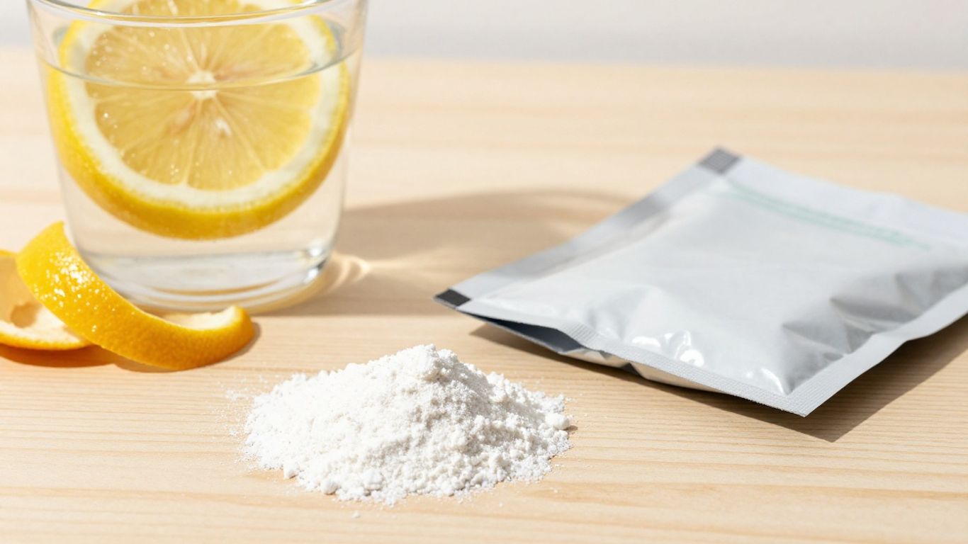 Powdered magnesium supplement with water and citrus