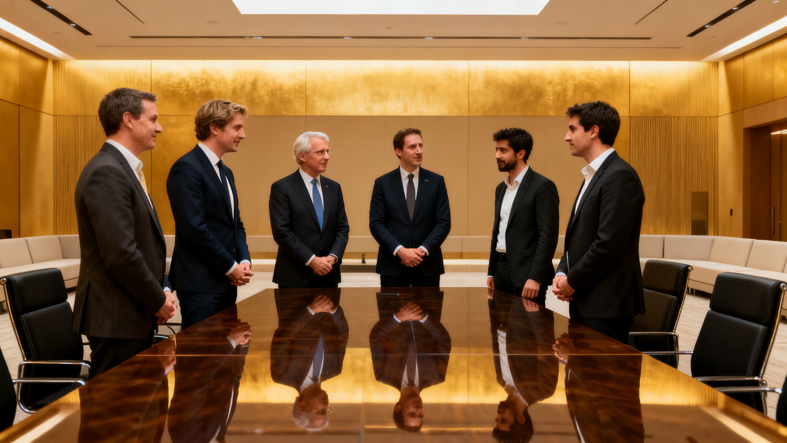 G7 leaders and AI tech executives discuss artificial intelligence at a summit.