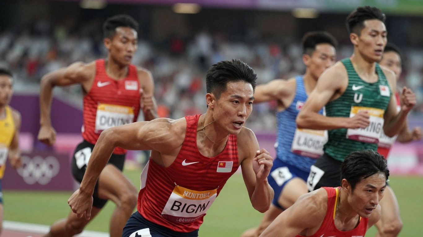 Athletes in action during major sporting events.