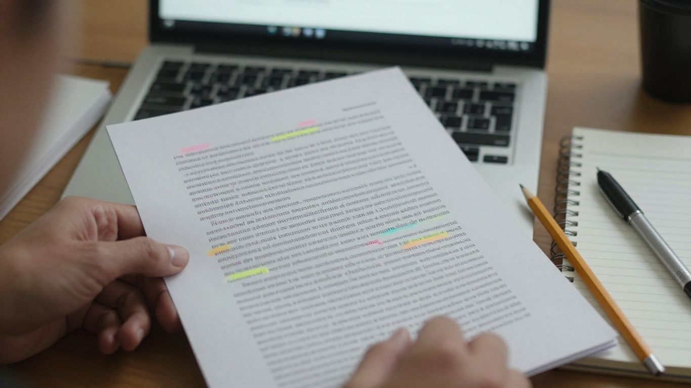 A reviewer comparing highlighted text with a source page