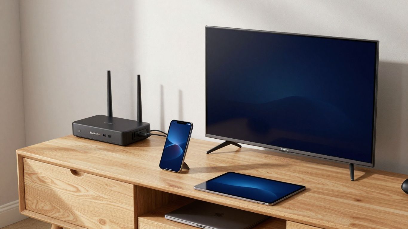 Modern living room with connected streaming devices