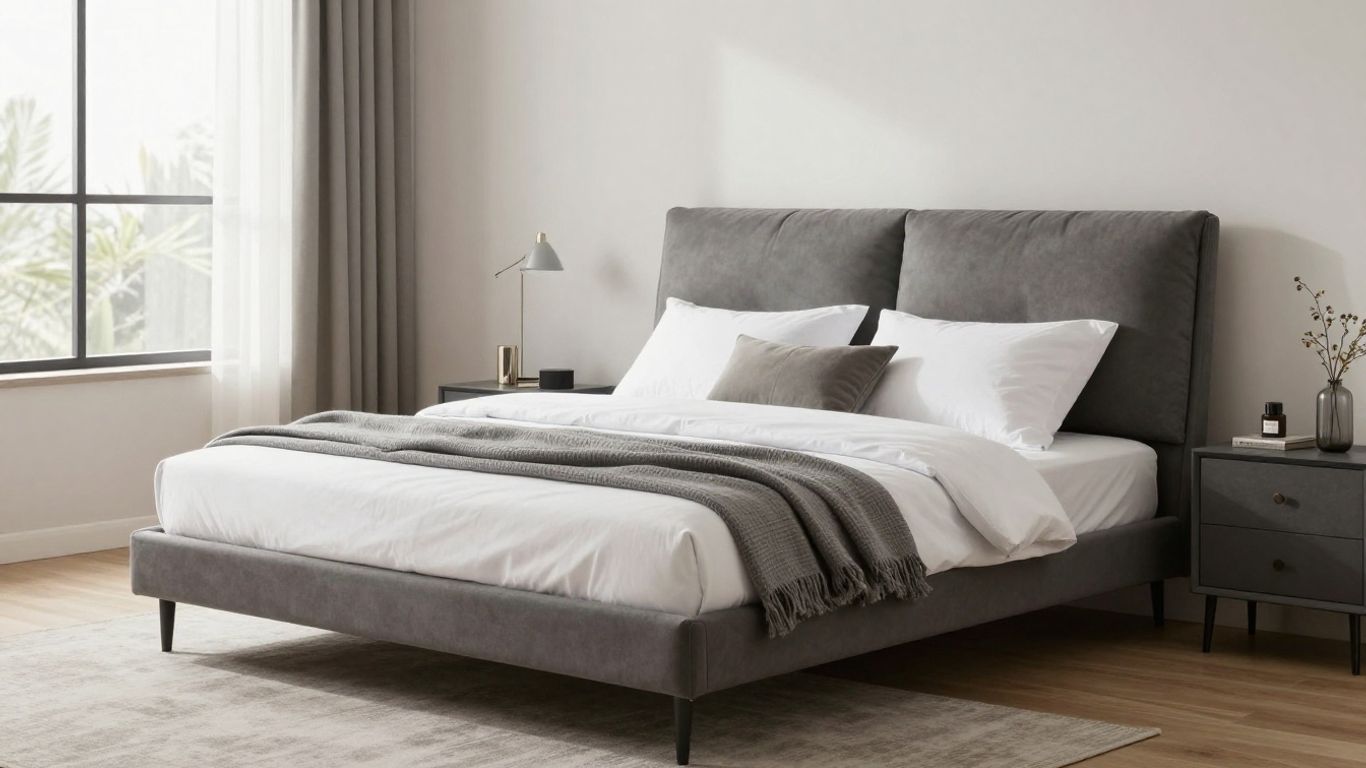 Marco de cama moderno y elegante para Airbnb.